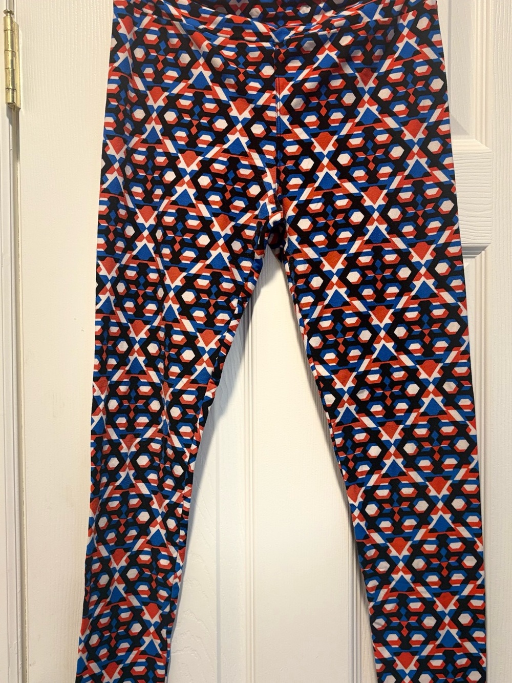 LuLaRoe Geometric Print Leggings - Blue, Red, White